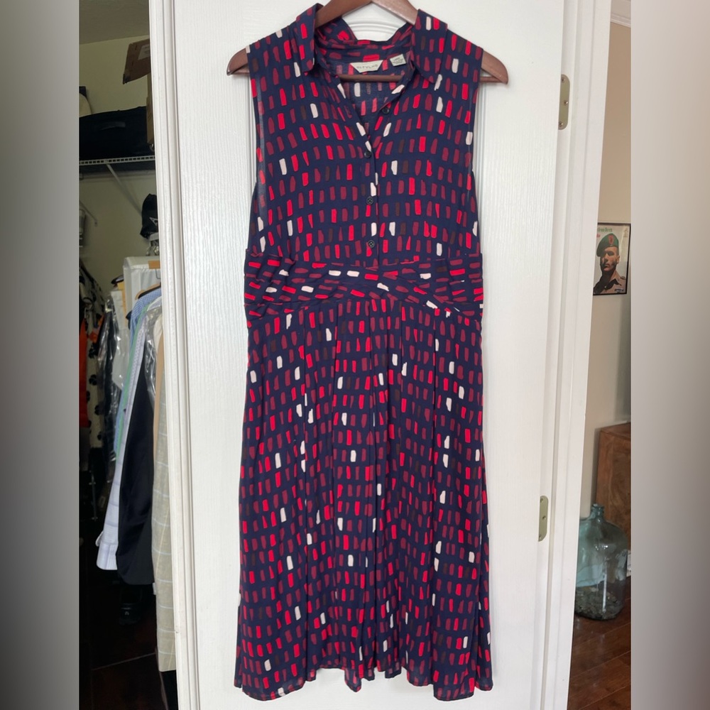 Light blue and red dress